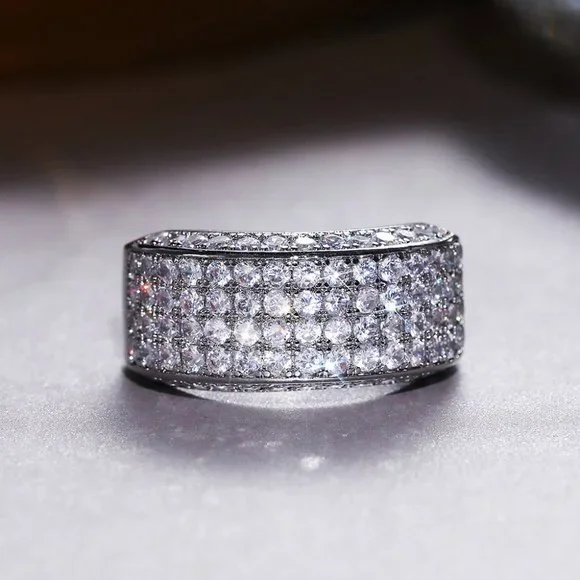 💛 925 Silver Plated Beautiful CZ Luxury Ring for Women Men, MLNN1176 - Picture 3 of 7